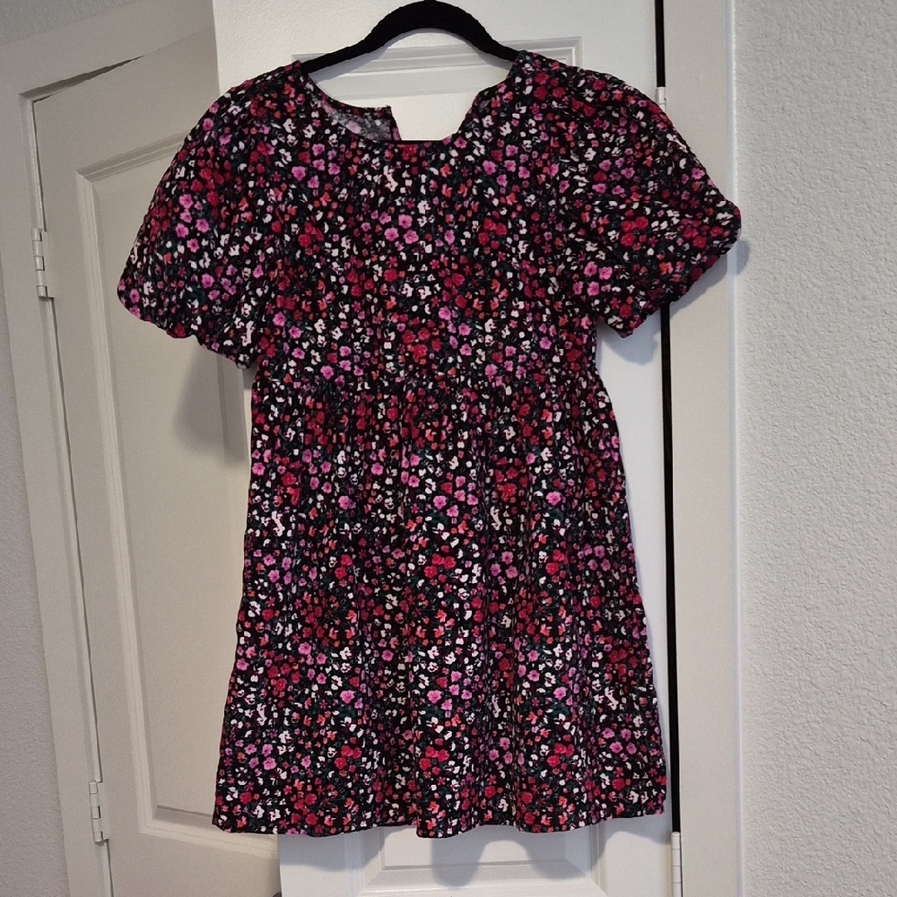 Floral Kids Dress - Pink and Black